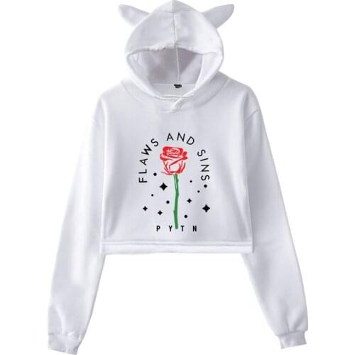 Web celebrity payton moormeier PYTN Print Cat ears crop Top Women men tracksuit clothes streetwear clothes Hoodies Sweatshirt