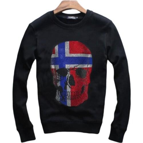 Skull Hoodie Sweatshirt man and women Hot drill Hoodies Men Diamonds Hoody Pullovers