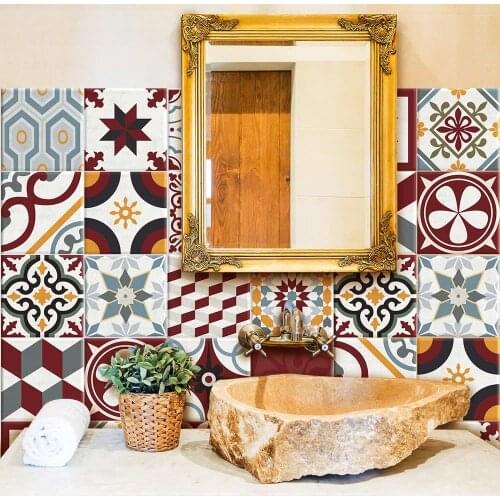 Pack of 24 PCs tile size 20x20 cm -Made in Italy PVC bathroom & kitchen Stickers Design - Budapest