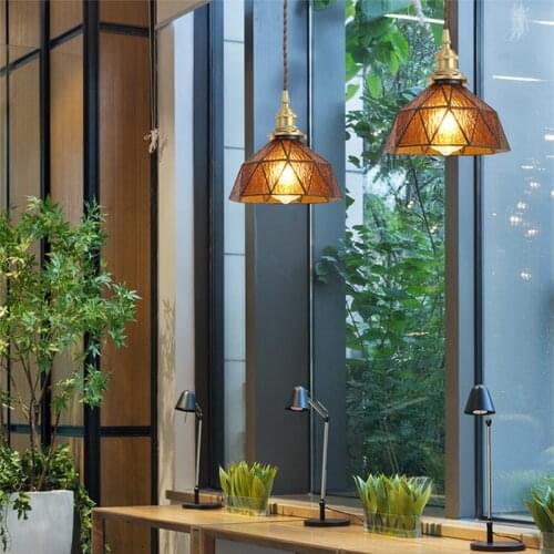 Tri-color Vintage Pendant Lights Joint Glass Lamp Loft Hanging Light Fixture Bar Kitchen Living Room Nordic Led Hang lamp E27