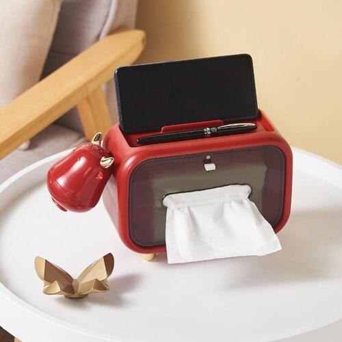 3 Colors Large Capacity Tissue Box Capacity Cartoon Shape Paper Holder Transparent Design With Hidden Toothpick Box for Home