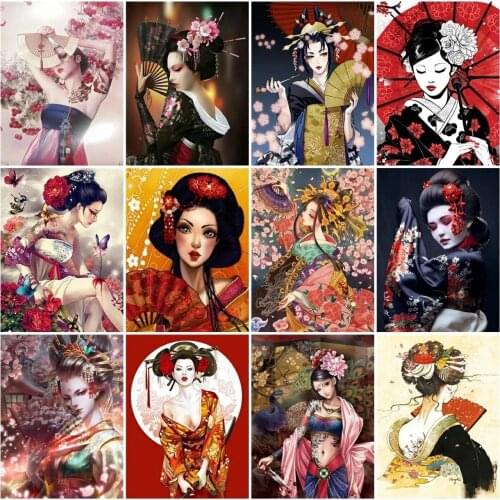 Japanese Geisha Diamond Embroidery 5D Home Decor Makeup and Hair Dress Diy Diamond Painting Full Square Round Rhinestone Mosaic
