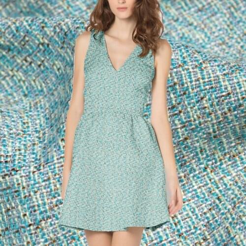 The green delicate and tightly woven tweed plush fabric for coat tulle tissu tecido tissus au metre cheap DIY shabby chic tela