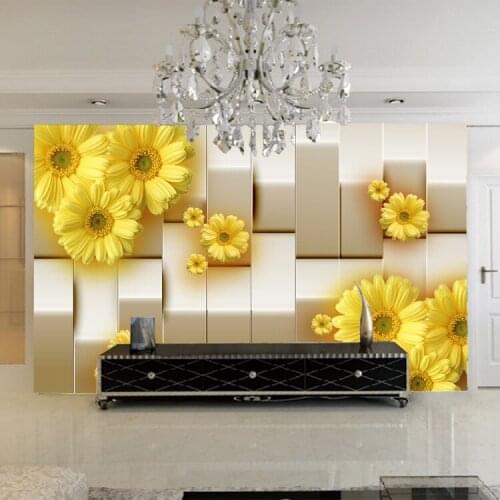 Yellow Chrysanthemum Flower Papel Mural 8d Wall Mural Wallpaper for Living Room TV Sofa Background 8d Photo Murals Wall paper