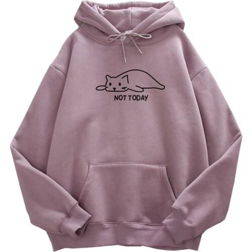 Winter High Quality Women Korean Casual Hoodie Fleece Female Sweatshirt Print Harajuku Cute Sleeping Cat Oversize Hoodies Lady