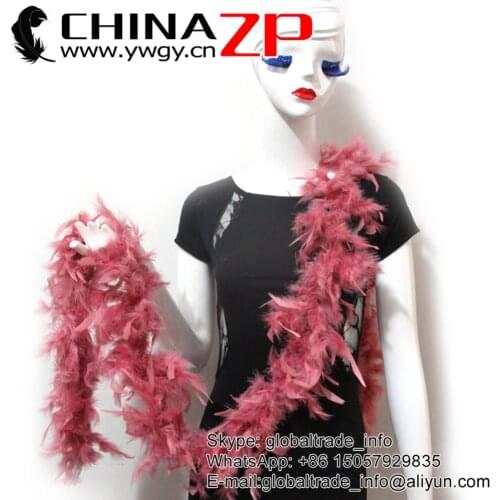 Gold Manufacturer CHINAZP Factory 40g 10yards/lot Dyed Dusty PinkTurkey Feather Chandelle Boa
