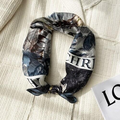 100% Satin Silk Scarf Headband Hairband Scarf for Bag Hat Brand Design 53*53cm