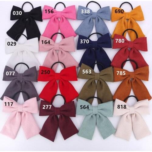 16 pcs/lot, Women Girls Corduroy Bow Hair Ties, 4.7 inch Sailor Bow With Elastic Hair Bands