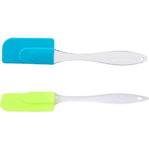 2Pcs Silicone Spatula Spoon Kitchen Utensil Cake Mixer Cooking Baking Mixer Scraper S - Green & Sky Blue