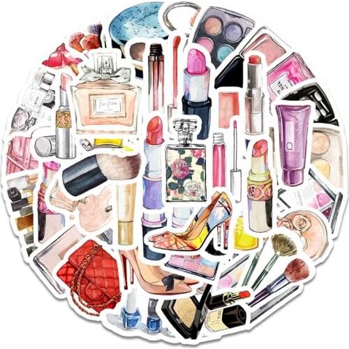 45Pcs Girls Daily Cosmetics Hand Account Stickers For Mobile Phone Diy Refrigerator Skateboard Car Accessories Sticker