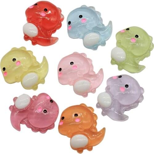 50/100pcs Cartoon Transparent Dinosaur Flatback Resin Cabochons Animals Embellishments for Scrapbooking DIY Kid Hair Bows