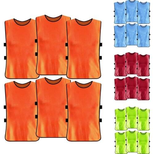 6 PCS Adults Kids Soccer Pinnies Quick Drying Football Jerseys Vest Scrimmage Practice Sports Vest Breathable Team Training Bibs