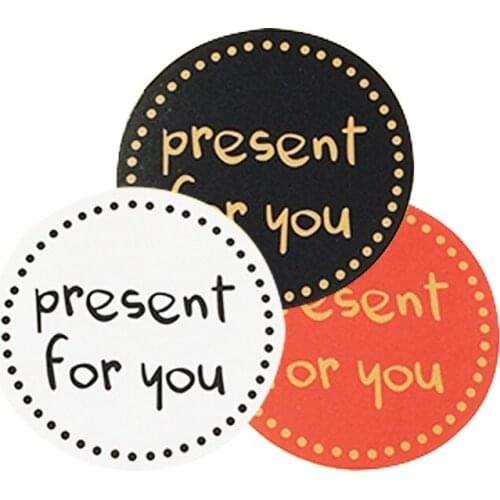 90 Pcs/lot Hot Sale 'present for you' Design Sticker Labels Food Seals Gift Stickers For Wedding Seals White Black Red 3 Colors