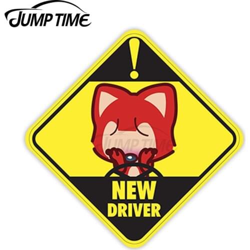 Jump Time 13cm x 13cm Car Sticker NEW DRIVER Decals Warning Trunk Bulding Wiper Windshield Vinyl Waterproof Car Accessories