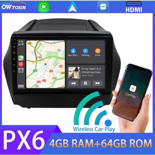 10.1" Android 10 Car Multimedia Player PX6 4G+64G For Hyundai Tucson IX35 2009-2015 GPS Navigation Wireless Carplay 5*USB Radio
