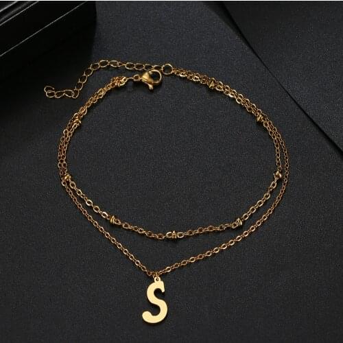 Stainless Steel Anklets 26 Letters A-Z Simple And Fashionable Latest Trend Style Chain Pendant Anklets For Women Jewelry Gifts