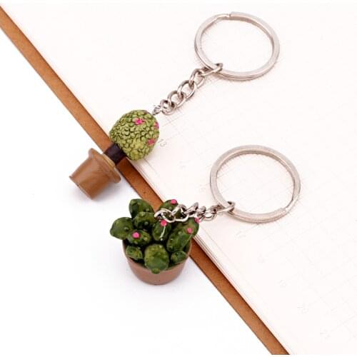 Dayoff Korean Cute Anime Cartoon Keychains Lovely Cactus Potted Plant Key Ring For Girls Children Women Gift Bag Pendant K45