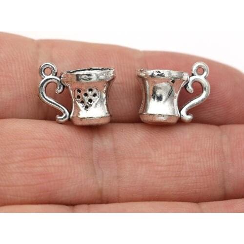 JAKONGO Antique Silver Plated Cup Charms for Jewelry Making Bracelet Findings DIY Accessories 15x12mm 10pcs/lot