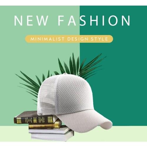 New Summer Fashion Net Hat Women Summer Sun Hat Men Outdoor Hollow Design Baseball Cap Pure Color Adjustable Breathable Mesh Cap