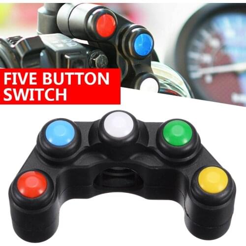Motorcycle On-Off Switch Push Button 7/8in/22mm Motorbike Handlebar 5 Button Switches Connector Mount Accessories