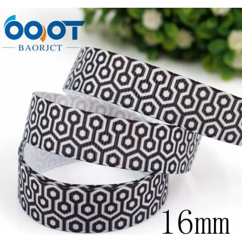 464,5/8" Wide 16mm geometry Printed Grosgrain Ribbon 10 yards DIY For Hair Bows & Crafts Wedding Birthday Party decoration