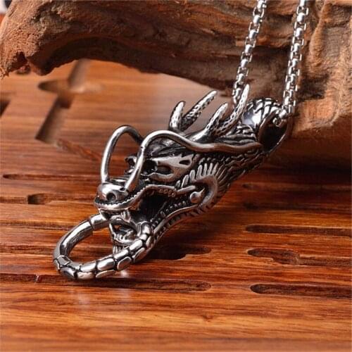 Necklaces mens big Dragon pendant stainless steel hip hop necklaces jewelry on the neck pendant large chains necklace wholesale