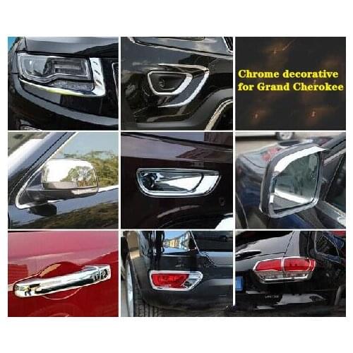 High star Chrome Headlamp decorative trim,rearview cover,Front fog lamp trim,rear wiper cover for JEEP Grand Cherokee 2011-2019