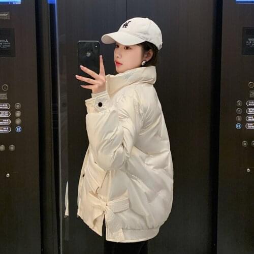 New Winter Coat Womens Long-sleeved Down Padded Jacket Plus Velvet Cotton Thickened Warmth Thick Coat Womens Vest Short Collar