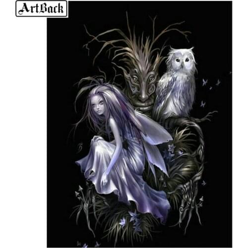 New 5d diamond painting elf girl skull icon full square drill diamond mosaic round diamond embroidery decoration gift 40x50cm