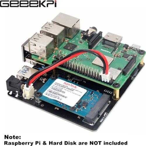 GeeekiPi X852 Dual MSATA SSD Shield USB 3.0 Module Storage Expansion Board Power Adapter for Raspberry Pi 1Model B+/2 /3(B PLUS)