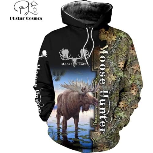 PLstar Cosmos 2020 Moose elk wapiti Hunting 3D Hoodie For Men/Women Harajuku Fashion Hooded Sweatshirt Casual zip hoodies-5