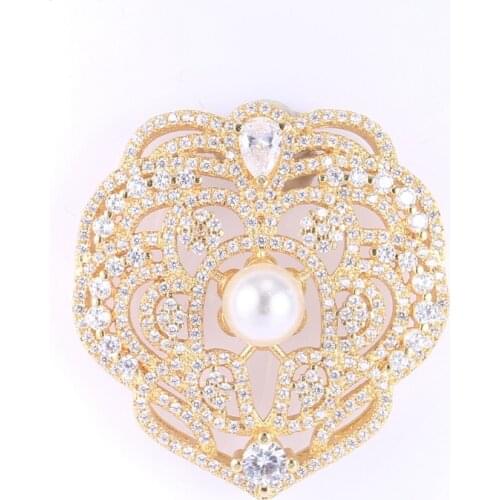 Luxury Fashion Jewelry Making Supplies AAA Cubic Zirconia Rhinestone Flower Pendant For DIY Long Pearls Chain Necklace Accessory