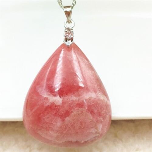Genuine Natural Red Rhodochrosite Gemstone Pendant 37x30x10mm Necklace Jewelry 925 Sterling Silver Fashion Necklace AAAAA
