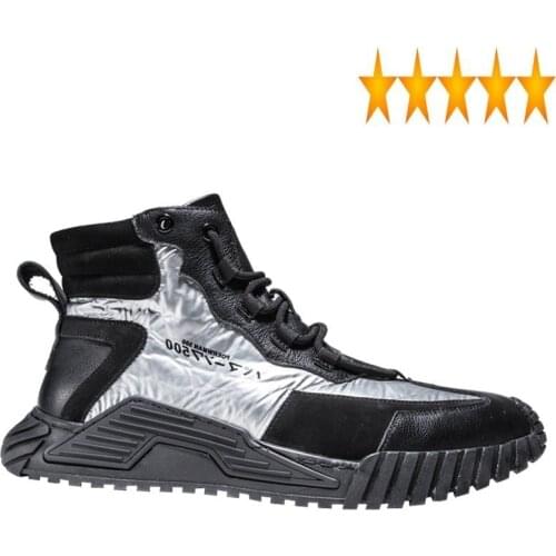 Top Japan High Style Mens Autumn Genuine Leather Patchwork Platform Basketball Shoes Men Fashion Design Casual Sneakers