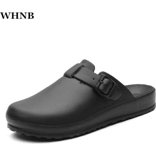 YWYGMZ Men Sandals Summer Shoes Rubber Clogs EVA Unisex Garden Shoes Black Beach Flat Men Baotou
