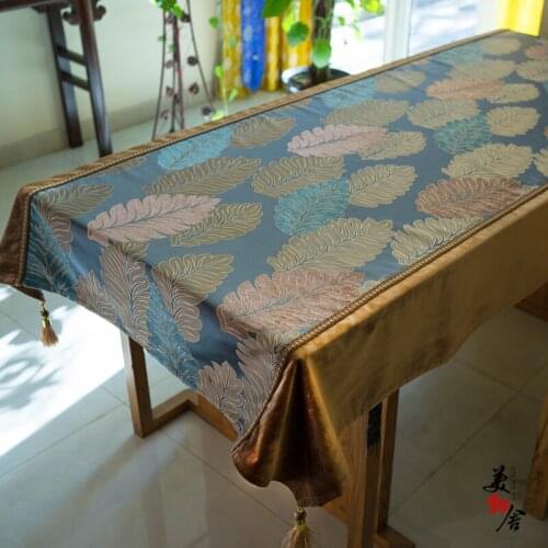 Table Cloth Flannelet Leave Embroidery Wedding Room Sofa Home Hotel Bedding Villa Decoration Cushion Tissue Dresser Runner Cover