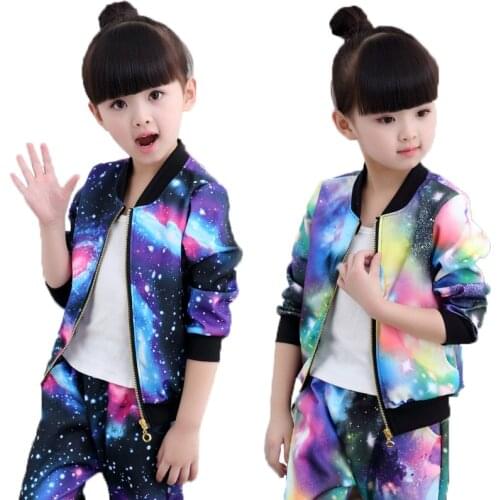 Autumn Girls Clothing Sets Children Zipper Coat And Pant Set Baby Girl Holiday Sports Suit Tracksuit Fashion Kids Clothes Set