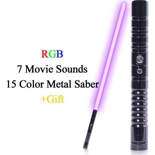 RGB Lightsaber 15 Color Changing Force Laser Sword 7 Original Movie Sound Cosplay Toy Metal Hilt FX FOC Blaster Light Saber Gift