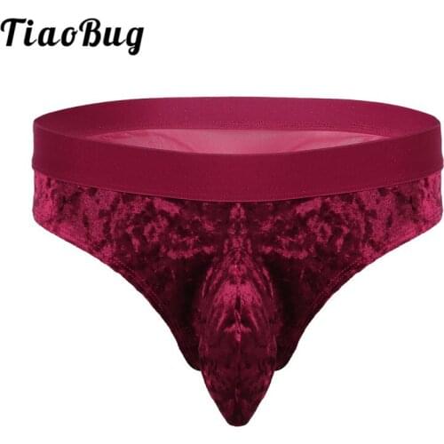 TiaoBug Men Bulge Pouch Low Rise Velvet Mesh Bikini Briefs Sissy Underwear stretchy Shining Sexy Male Gay Underpants Panties