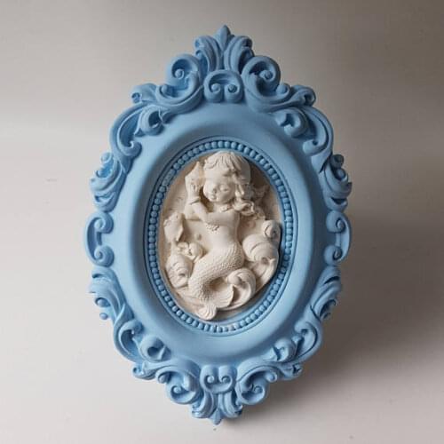 TS0002 Silicone Mold Soap Mould Wall Decor Plaster Mold Frame Silica Gel Polymer Clay Aroma Stone Mermaid PRZY Eco-friendly