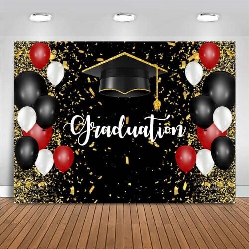 Graduation Backdrop Photography Balloon Bachelor Cap Graduation Party Photo Background Decor Customize Backdrop for Photo Studio