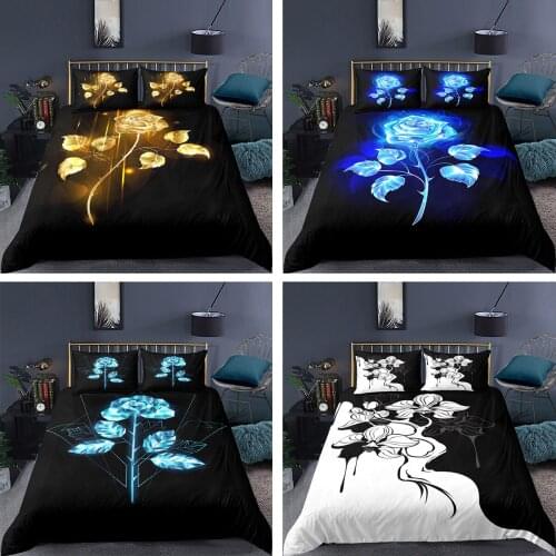 Women Fashion 3D Multicolor Flowers Design Pattern Bedding Sets Duvet Cover+Pillowcase Single Twin Queen King Bed Set 4 Style