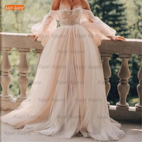 Fashionable Bohemia Wedding Gown 2021 robe de mariée Appliques Sweetheart vestido de novia A Line Tulle slim fit bridal Dresses