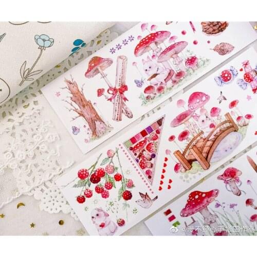 1 Loop Mushroom Masking Tape Rabbit Through Heart, Journal Paper Special Oil Taiwan