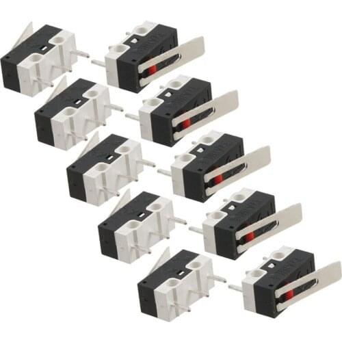 10 Pcs AC 125V 1A SPDT 1NO 1NC Momentary Long Hinge Lever Micro Switch