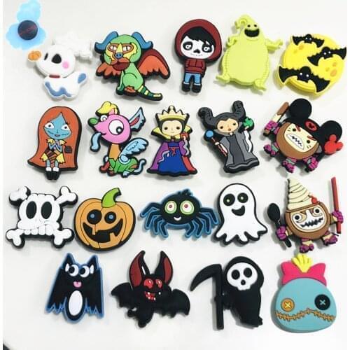 10Pcs Halloween Witch Skull Ghost Witch Cartoon Shoe Charms Accessories Garden Shoe Decoration for Wristbands Bags Croc Jibz