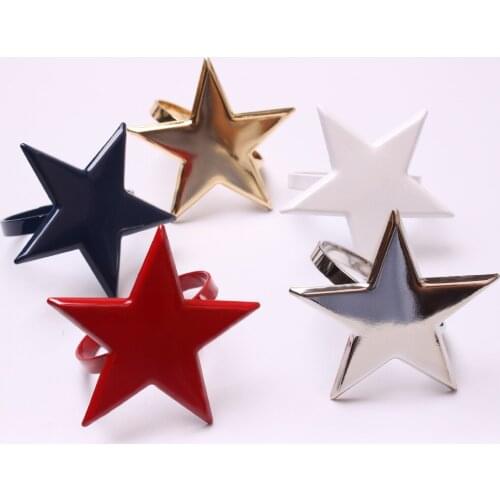 12pcs Simple metal plating glossy five-pointed star napkin ring Star napkin button Christmas napkin ring