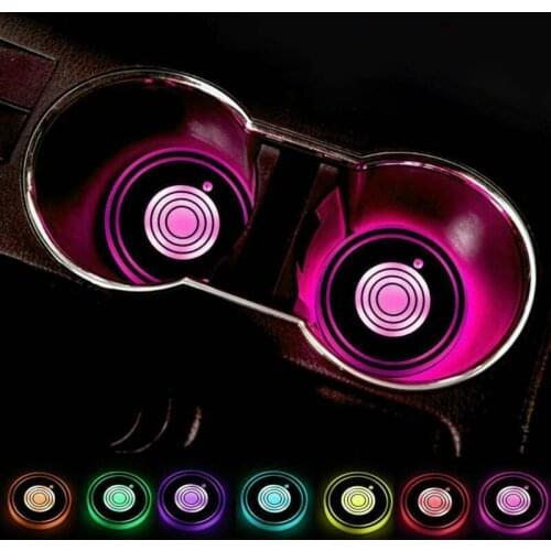 2Pcs LED Car Cup Holder Lights Changing USB Luminous Coaster Water Cup Bottle Pad Accessories For Tesla Model 3 Y X 2021