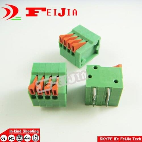 20PCS/Lot 141R-2.54-4P 4Pin PCB Spring Terminal Block ROHS connector Pitch 2.54mm Free shipping