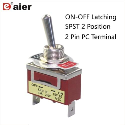 3Pcs Toggle Switch ON OFF SPST Latching 2 Position 2 Pin Heavy Duty Switches 10A 250VAC With PC Terminal